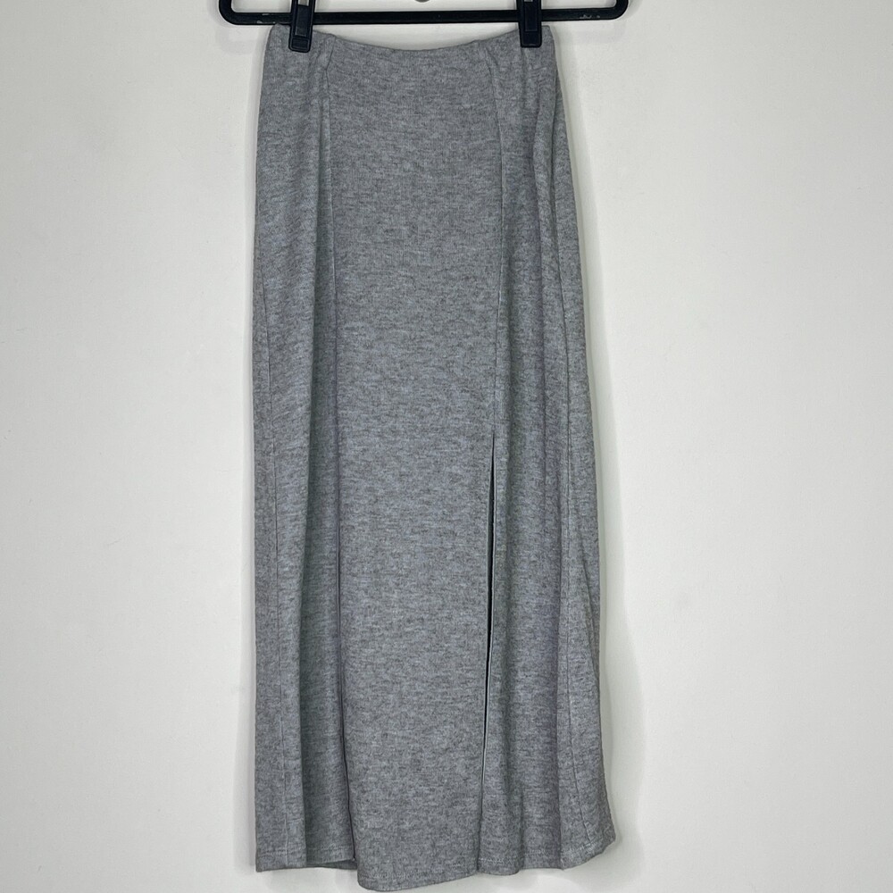 Zara Double Front Slit Wool Blend Ribbed Midi Skirt Women's Size Small - Picture 8 of 8
